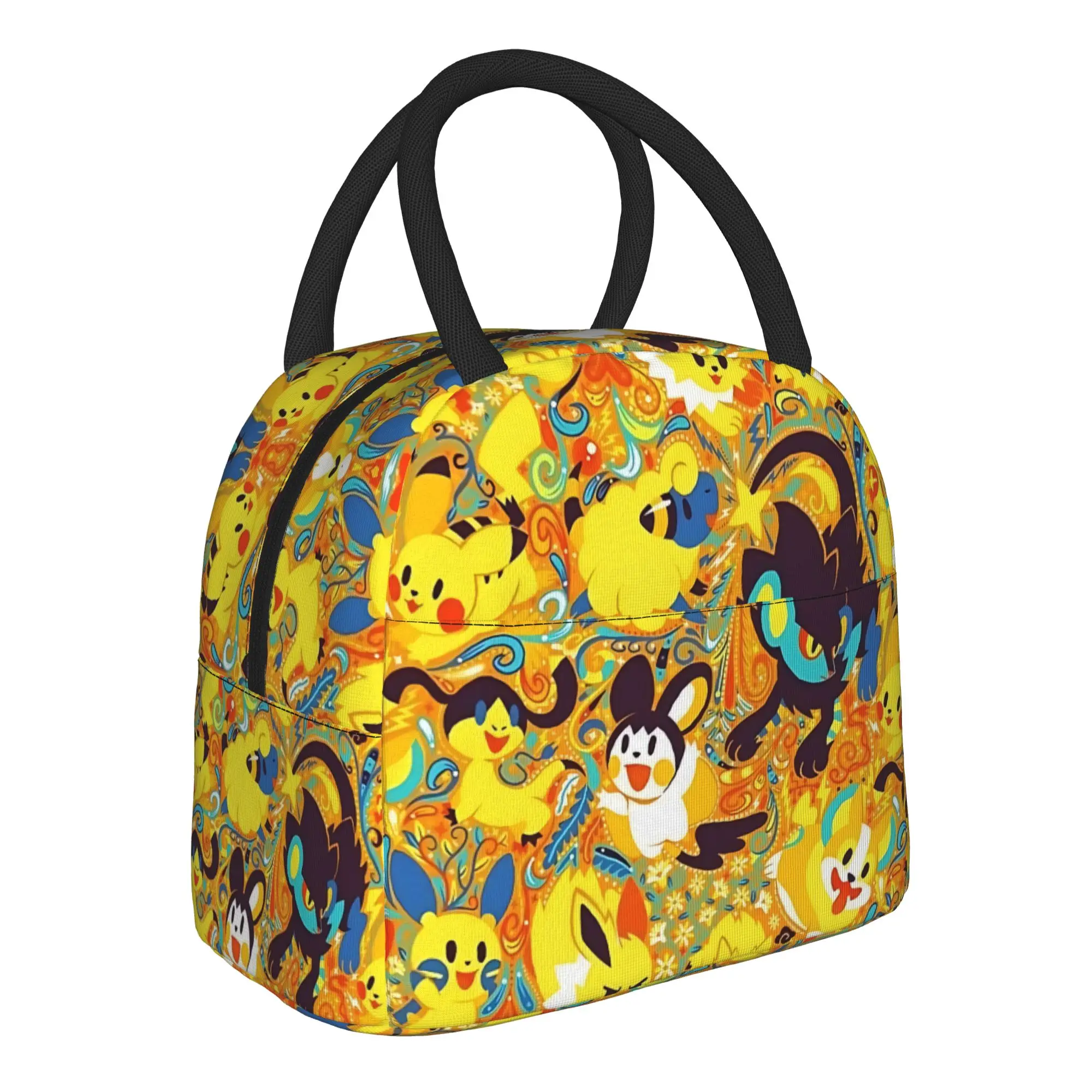 Cartoon Pokemon Theme Handbag Insulated Lunch Bag Ice Pack Rice Bag  bolsa Student Bento Lunch Handbag Insulation