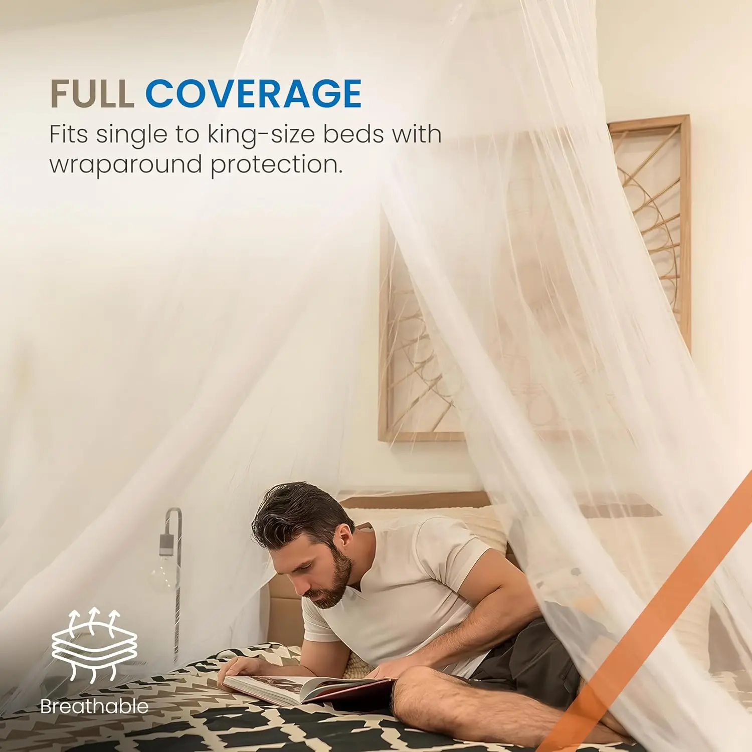 Mosquito Net Portable Bed Canopy, Quick Easy Installation, Finest Holes Mesh, Curtain Netting, Storage Bag, No Added
