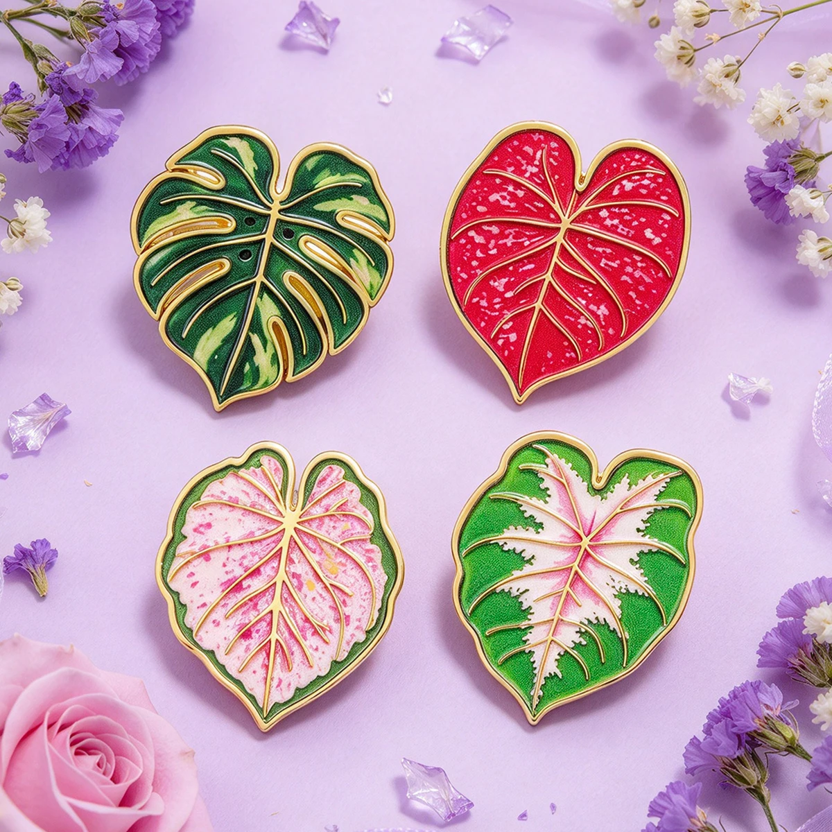 Creative Plant Leaf Enamel Pin Elegant Botanical Brooches Lapel Pins Backpack Accessories Decorative Jewelry Gifts for Friends