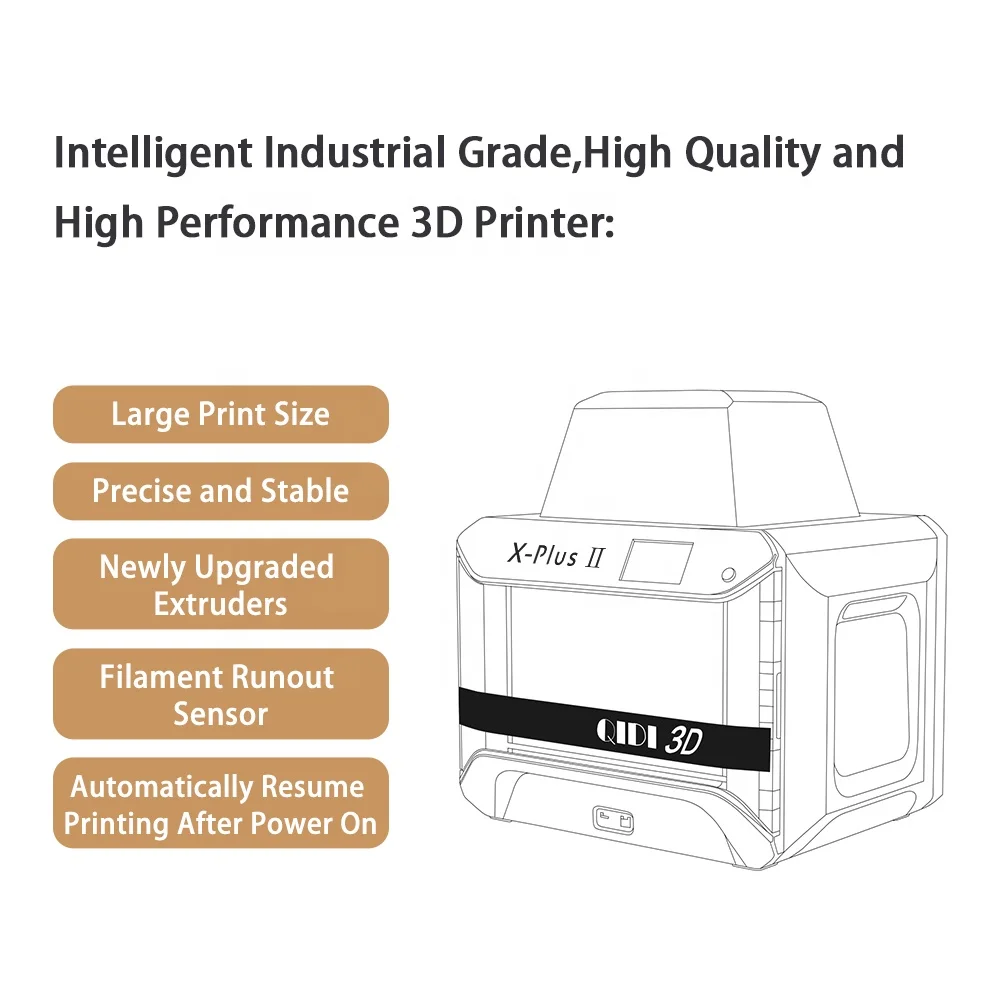 QIDI TECH 2023 latest high precision X-plus2 3d printer big size with extra high temperature extruder