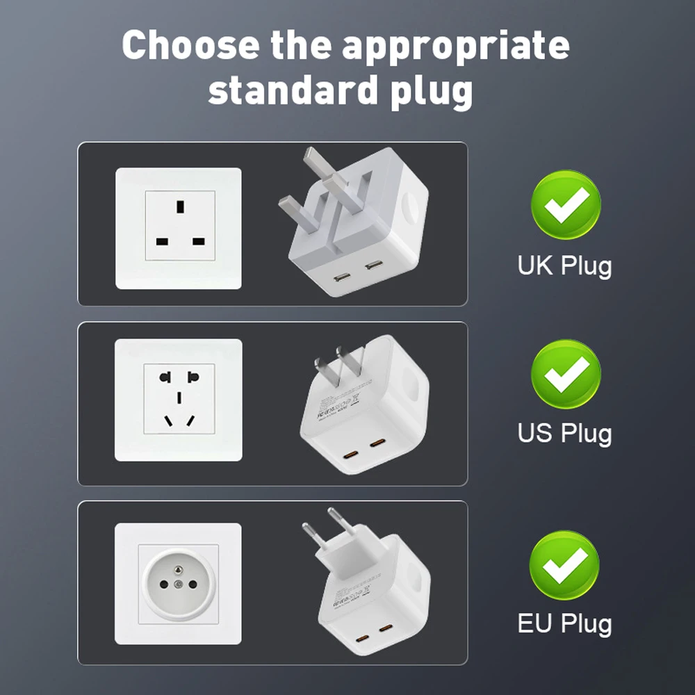 Foldabl Dual PD Fast Charger 35W Type C Phone Charger Adapter For iPhone 15 14 13 Samsung Xiaomi Quick Charge UK Plug USB Charge - náhled 6