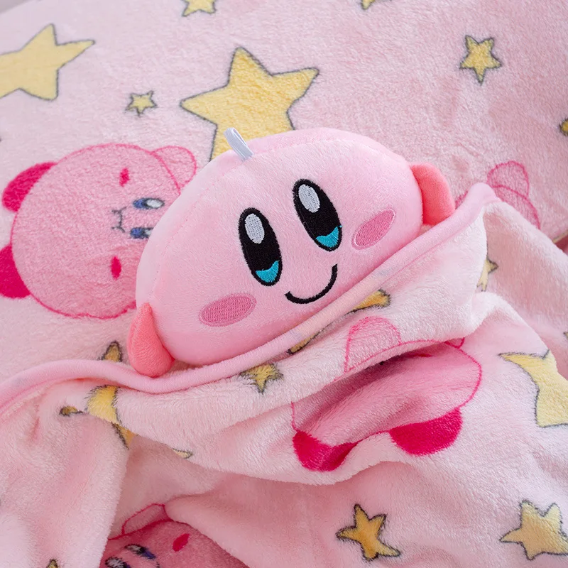 Kirby Blanket Kawaii Coral Velvet Thickened Blanket Air Conditioner Blanket Office Nap Quilt Surprise Gift Girls