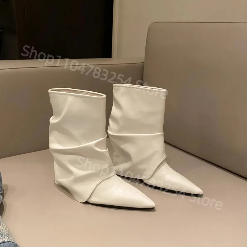 

2025 Winter New High-heeled Cotton Boots Women's Fashion Pointy Set Feet Soft Sole Anti-slip Wear-resistant Short Boots