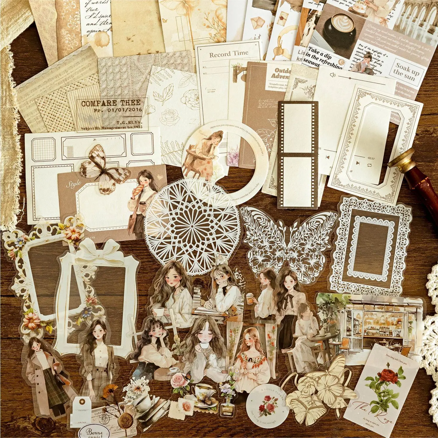 50pcs/lot Memo Pads Material Paper Natural creation Junk Journal Scrapbooking Retro Background Decoration