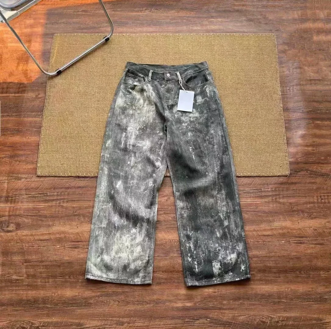 Streetwear Baggy Jeans Pants Y2K Retro Wash Inkjet Sweatpants Pants Men Women Harajuku Hip Hop Casual Trousers Fall Guys