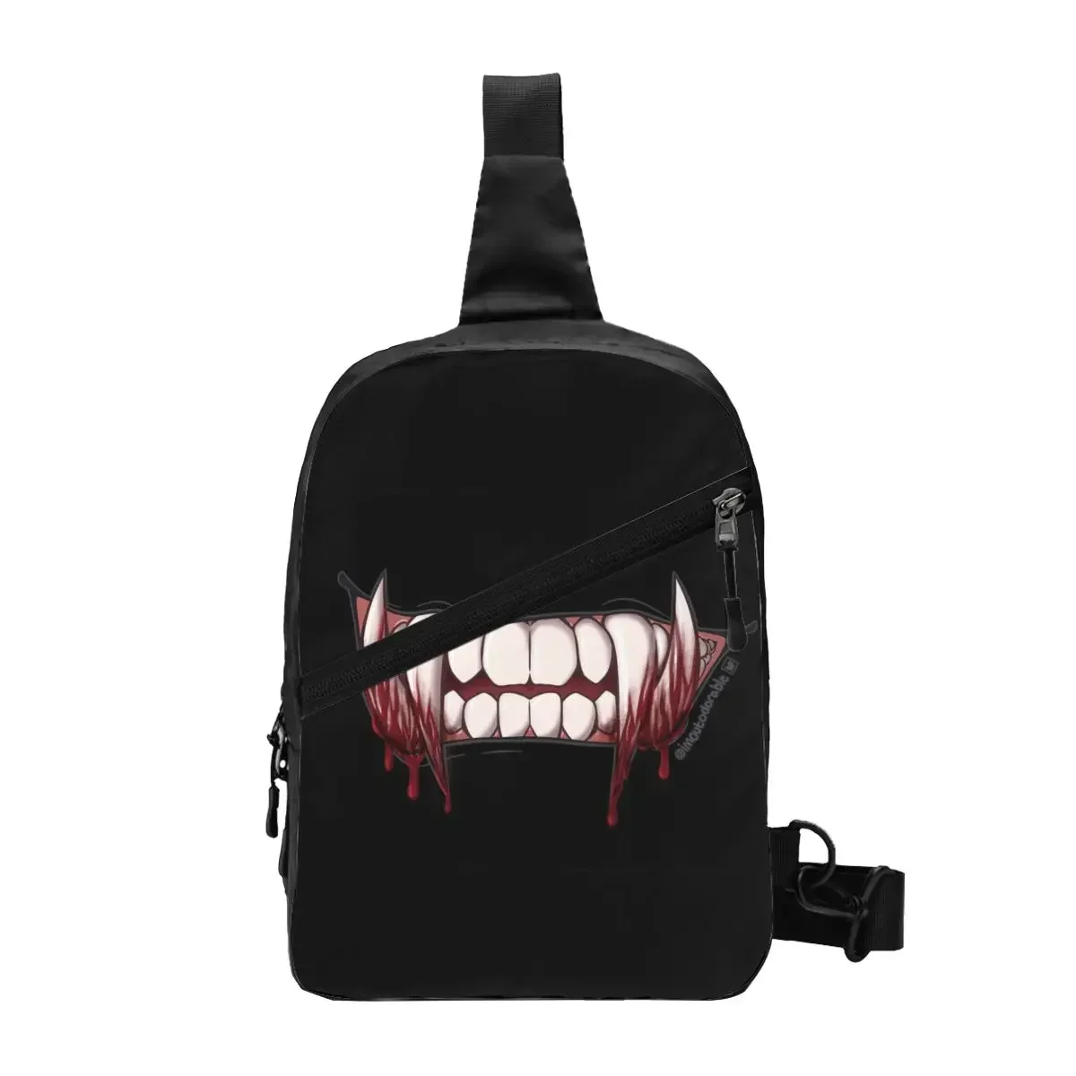 

Fashion Bloody Vampire Fangs Sling Bags for Traveling Men's Spooky Demon Chest Crossbody Backpack Shoulder Daypack