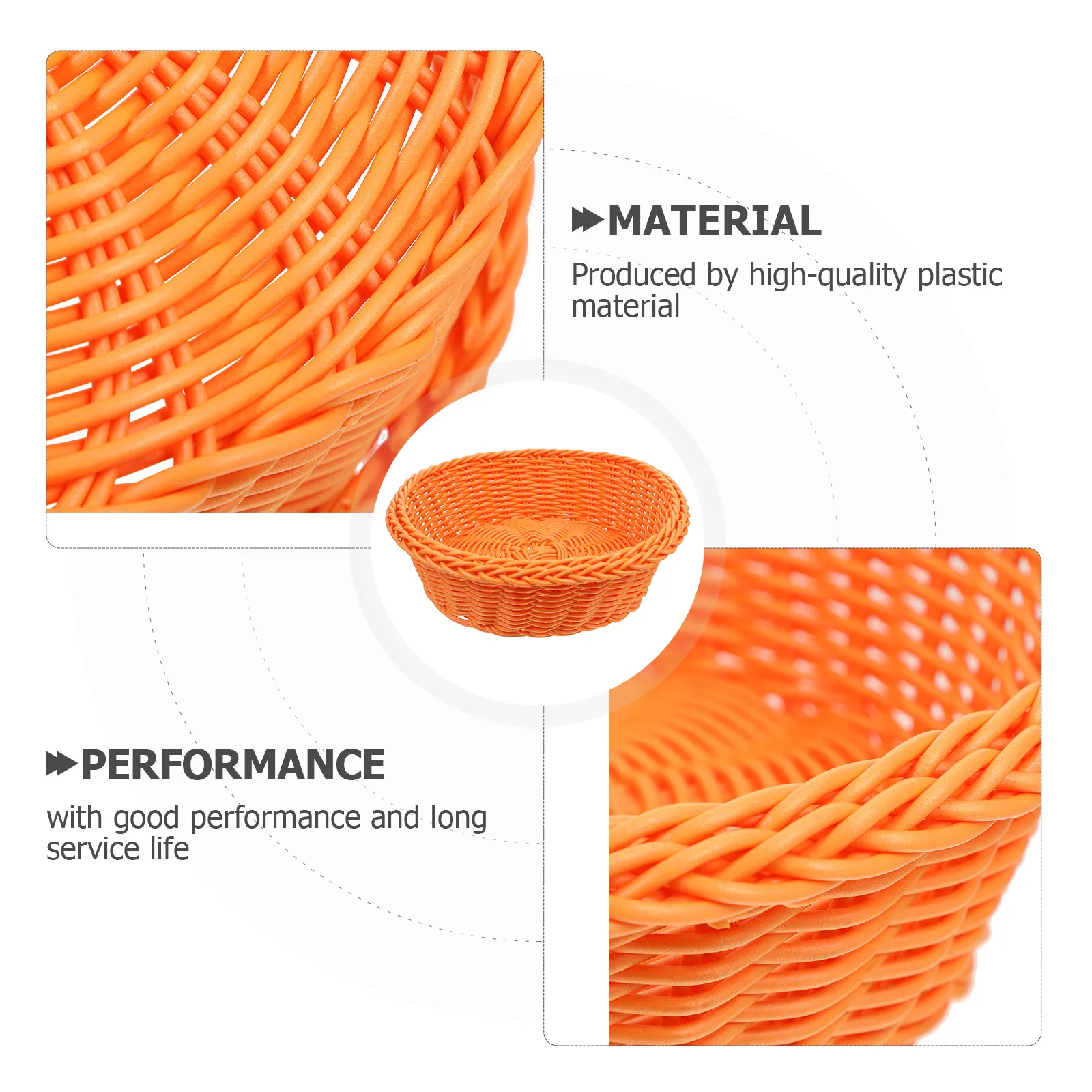 

Fruit Basket Woven Plastic Tray Home Serving Storage Multipurpose Snack Imitated Rattan Kitchen Container