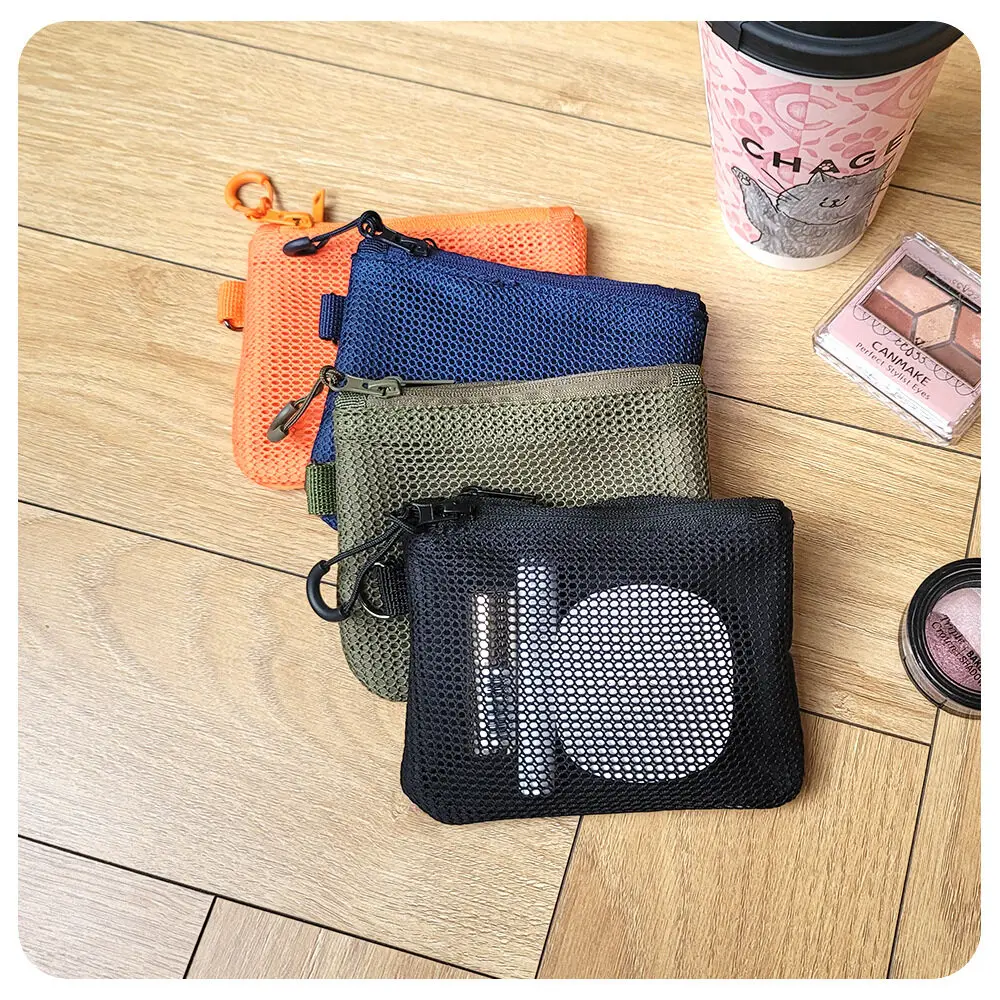 اليابانية مزدوجة سستة شبكة سماعة حماية حقيبة حامل بطاقة النساء والرجال تغيير صغير محفظة نسائية للعملات المعدنية حقيبة سفر