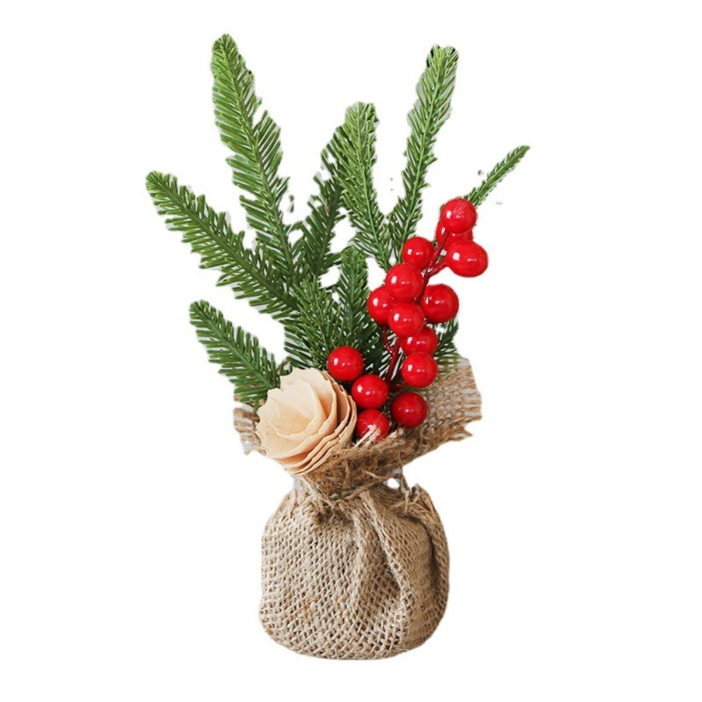 25CM Christmas Decoration Desktop Window Mini Christmas Tree Display Potted Plant Festival Scene Decoration Figurines