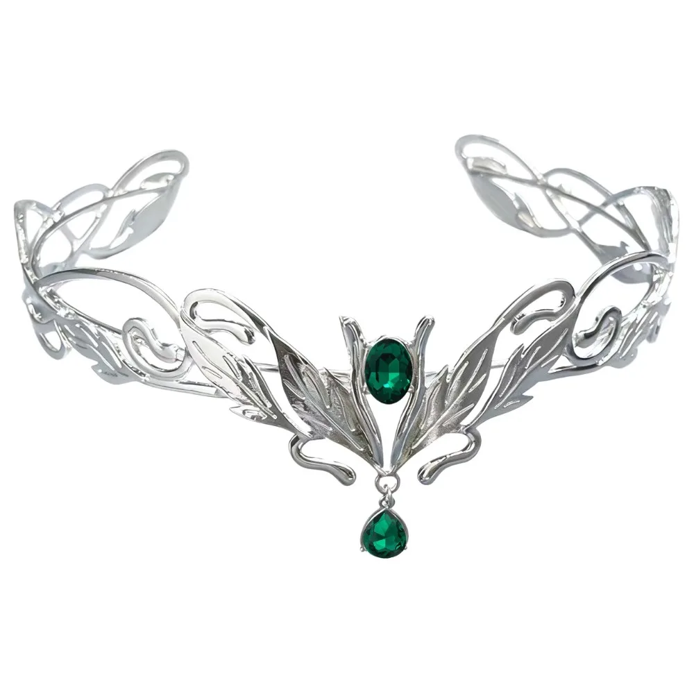 Vintage King Round Elves Crown Baroque Forehead Goddess Tiaras Luxury Leaf Leaves Princess Diadems Photography Props
