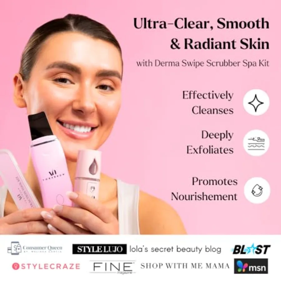 Skin Scrubber Gezichtsspatel Set van 3 Diep reinigende zwarte verwijderaar met gezichtsmistspuit Extractietoolkit Ultrasone Skin Sc