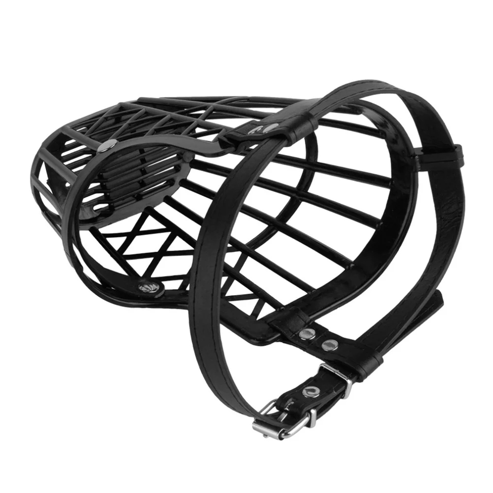 

Adjustable Basket Anti-Biting Chew Proof Nylon Strap Quick Release Buckle Tan Black Multiple Sizes Pet Dog Muzzle Basket Cage