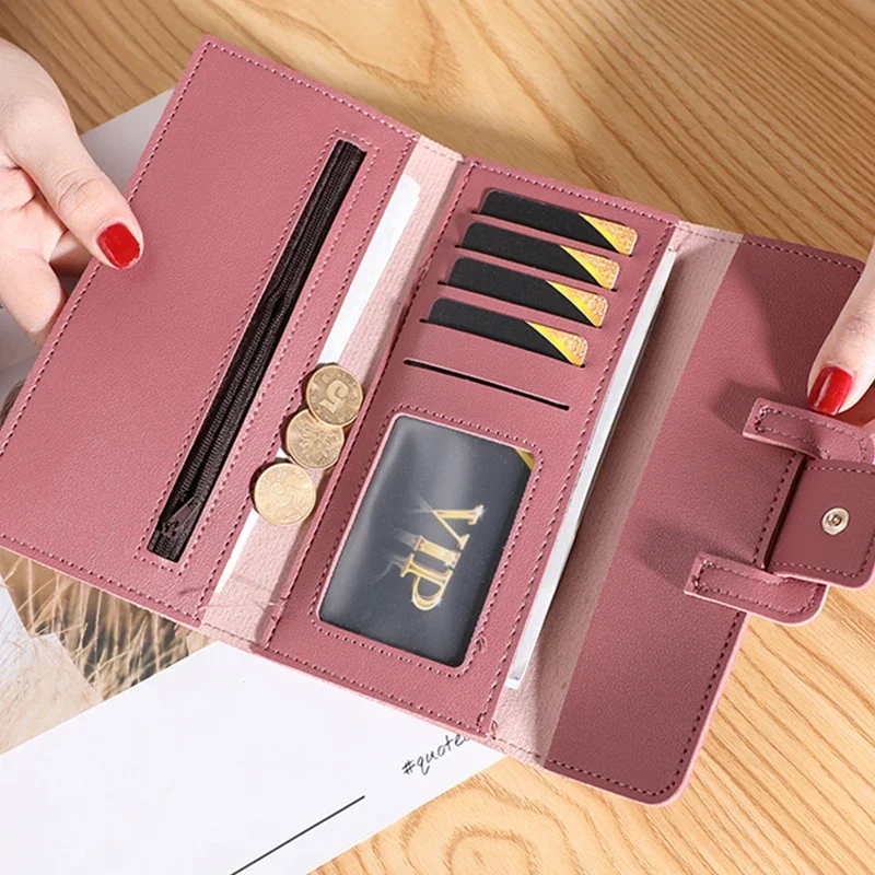 Women  Large Capacity Leather Wallet Cardholder Coin Purses Clutch Phone Credit Card Holder Ladies Luxury Bag