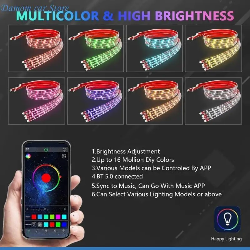 

A2UC Подсветка автомобиля Комплект фар Водонепроницаемое управление через приложение для автомобиля ATV SUV