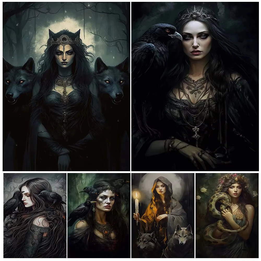 Hecate Medusa Oil Painting by Number Kit DIY Paint by Numbers for Adults Canvas Greek Mythology Wall Art Home Decor Gift