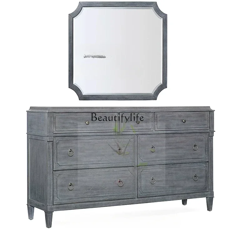

LFrench rural antique and old solid wood mystery cabinet dresser is simple
