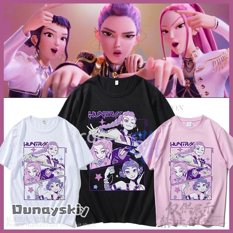 

Huntrix Rumi Mira Zoey Косплей Аниме Kpop Demon Girls Power Korea Groups Kawaii Милый мультфильм Комфортные цвета футболка Хэллоуин Cos