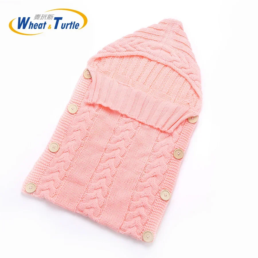 Mother Kids Bedding Baby Sleeping Bags  Woolen Swaddle Wrap Blanket Envelope Newborn Infant  Knitted Winter  Bag