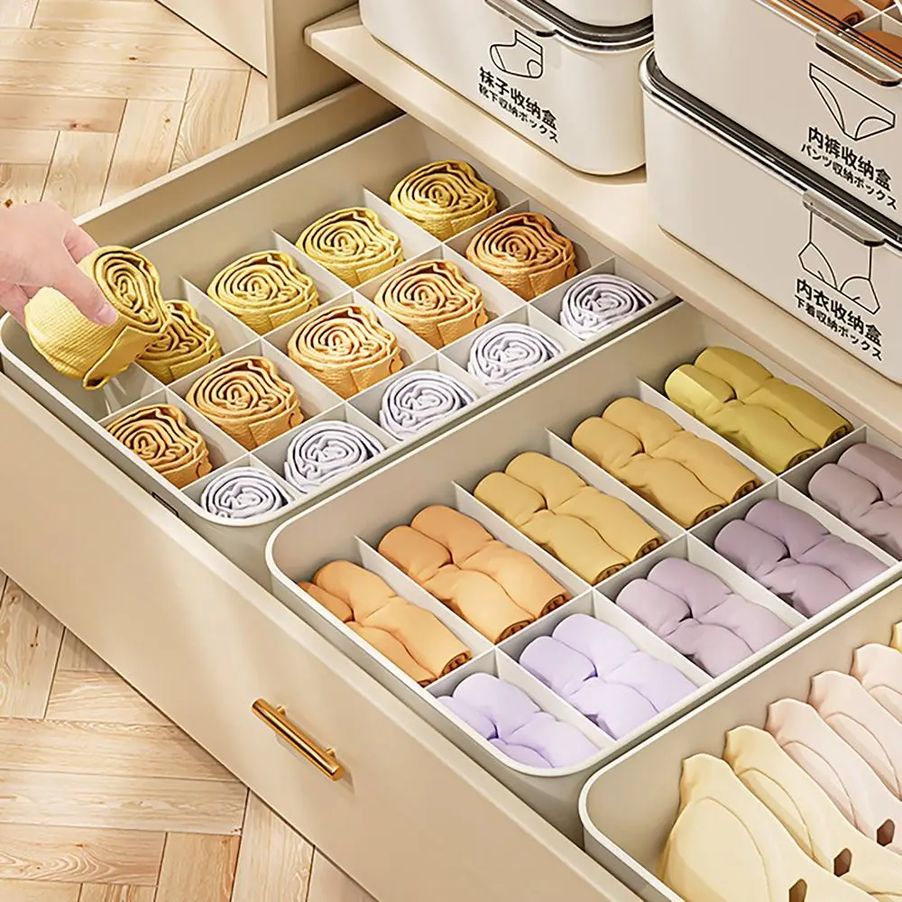 

10/15 Grids Underwear Storage Box Case Classification Dustproof Panties Socks Organizer Stable Stacking with Cover