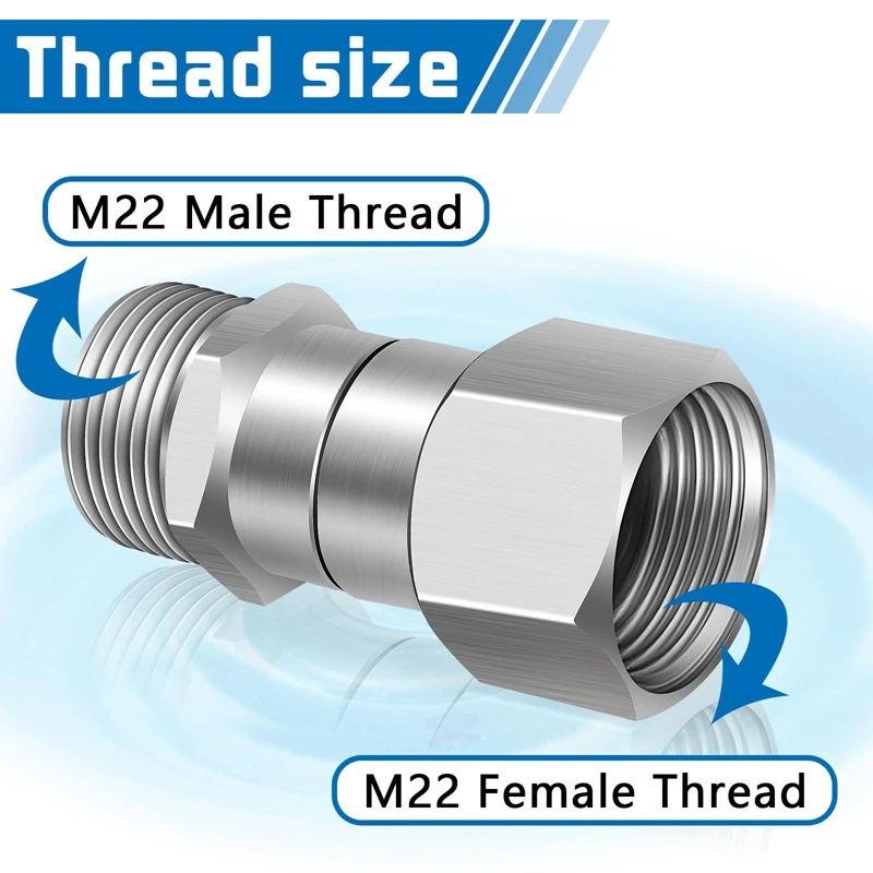 Pressure Washer Swivel M22 14mm 360 Degree Kink Free Swivel Fitting Anti Twist M22 Male to Female Connector Joint for Gun Hose