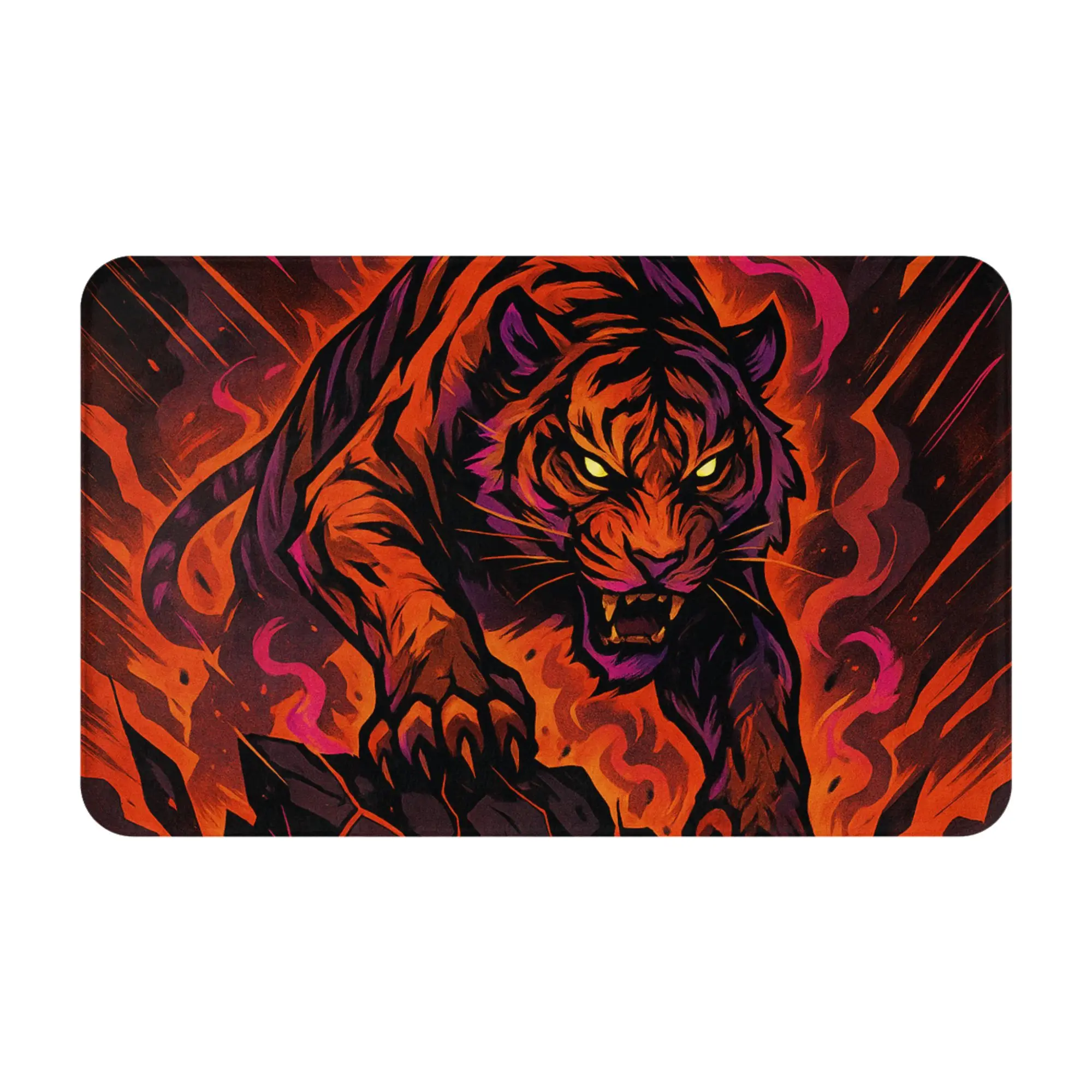 Fiery Flame Tiger Dark Fantasy Art Non-slip Doormat Kitchen Mat  Outdoor ModernDecor