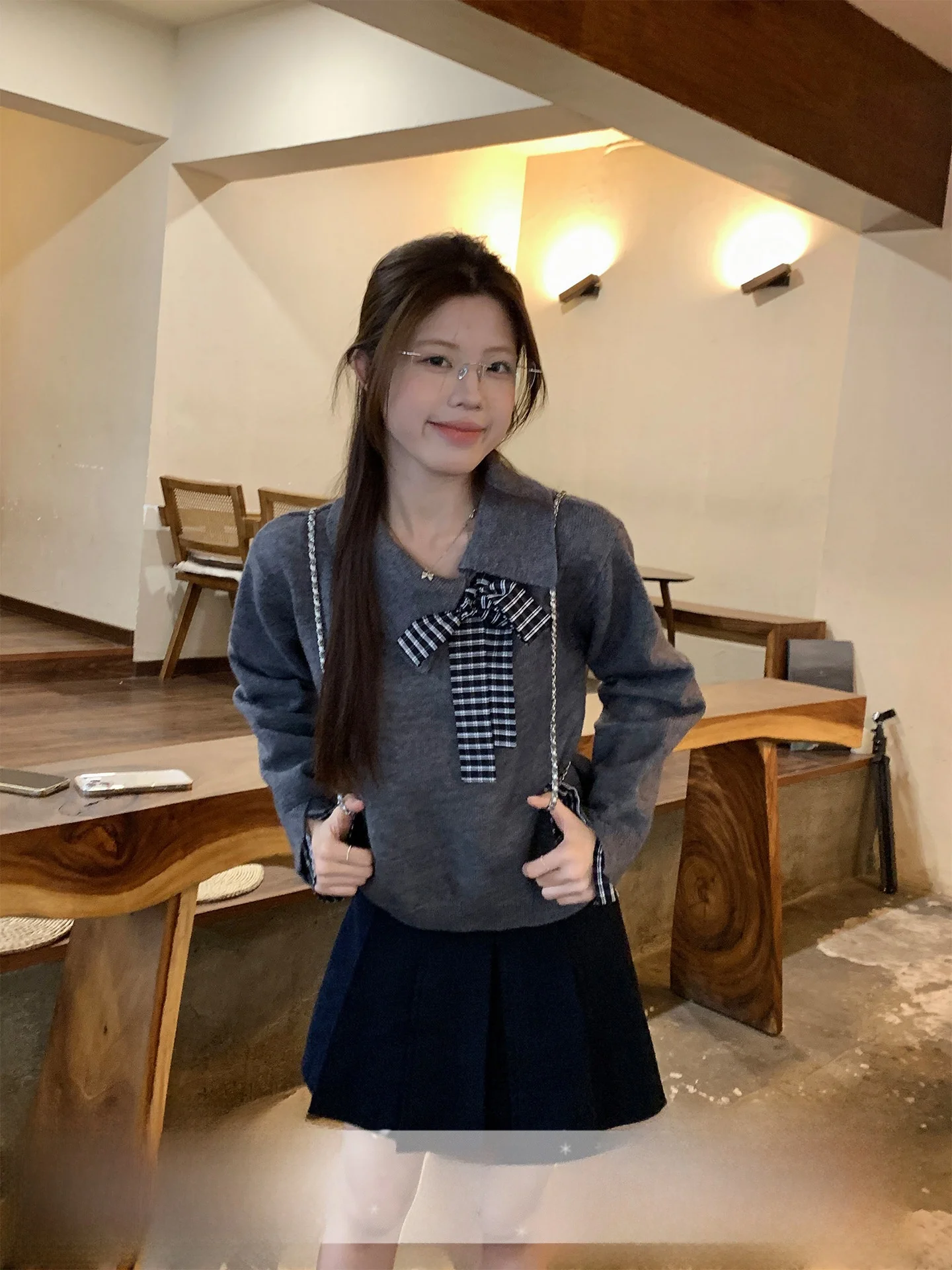 

Свободный вязаный свитер, женский нежный свободный свитер с отложным воротником, корейский утягивающий топ для похудения