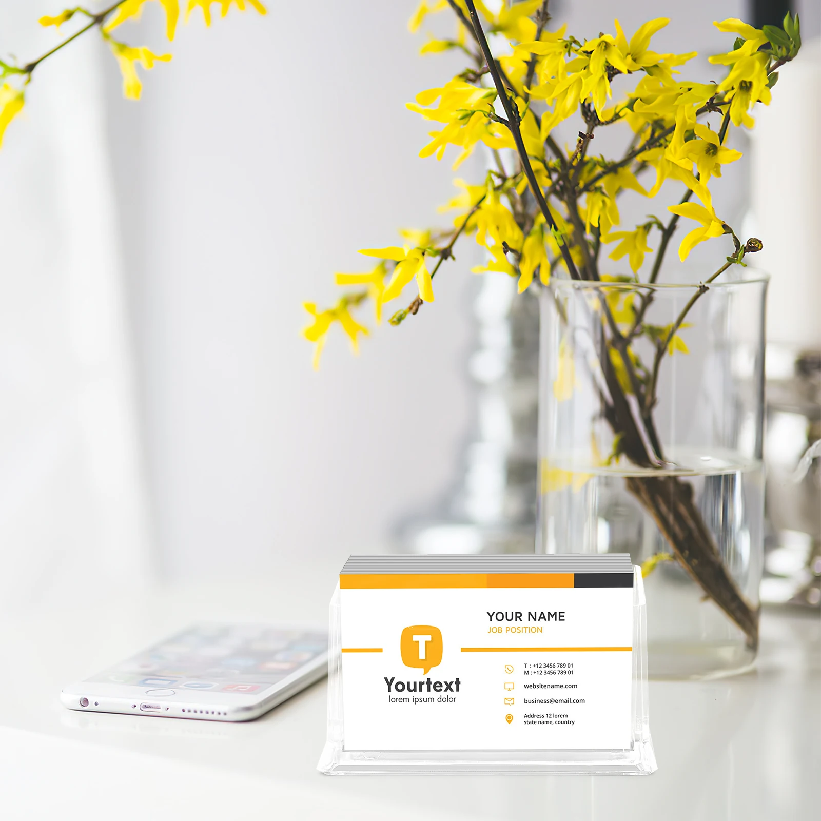 

2 Pcs Business Card Holder Display Stand Vertical for Desk Desktop Small Clear Bracket Holders