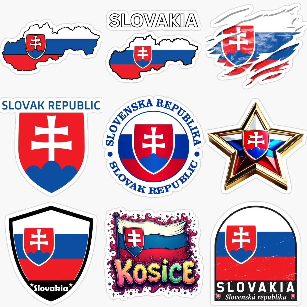 

Slovakia Flag Map National Emblem Creative PVC Stickers for Car Motorcycle Helmet Window Fridge Wall Decoration Accessories
