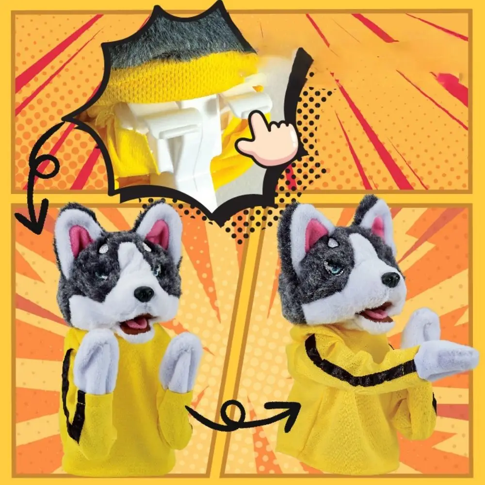 Funny with Sound Boxing Dog Doll Battle Plush Husky Vocal Hand Puppet Kids Gifts Interactive Toy