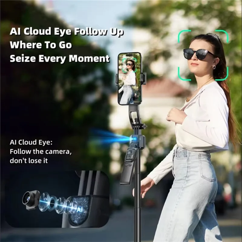 B47C C17 Monopod 360° Auto-Rotation AI Tracking Shootings Tripod Bluetooth Shutter For Phone Holder Wireless Selfie Stick