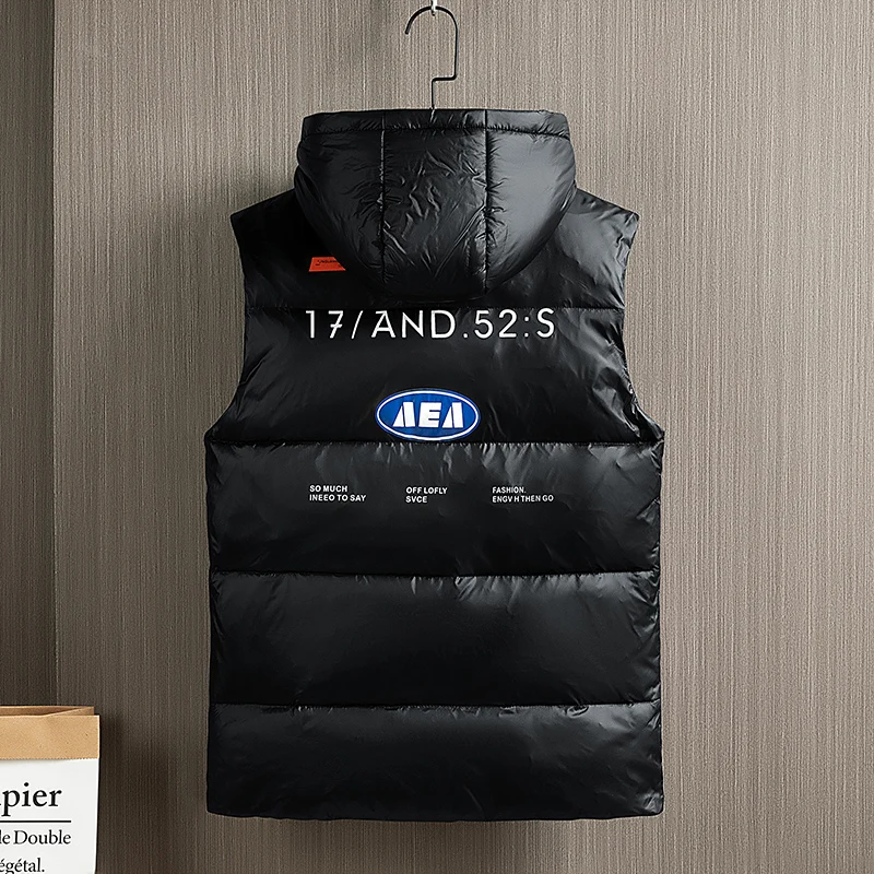 Winter Hooded Down Vests Men Solid 90% Duck Down Vests Zipper Fly Warm Sleeveless Waistcoat Homme Casual Parkas Men Clothing