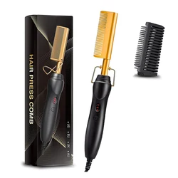 Electric Hot Comb Dual Voltage Copper Heater Hair Curler Copper Comb Straightening And Curling Hair Care