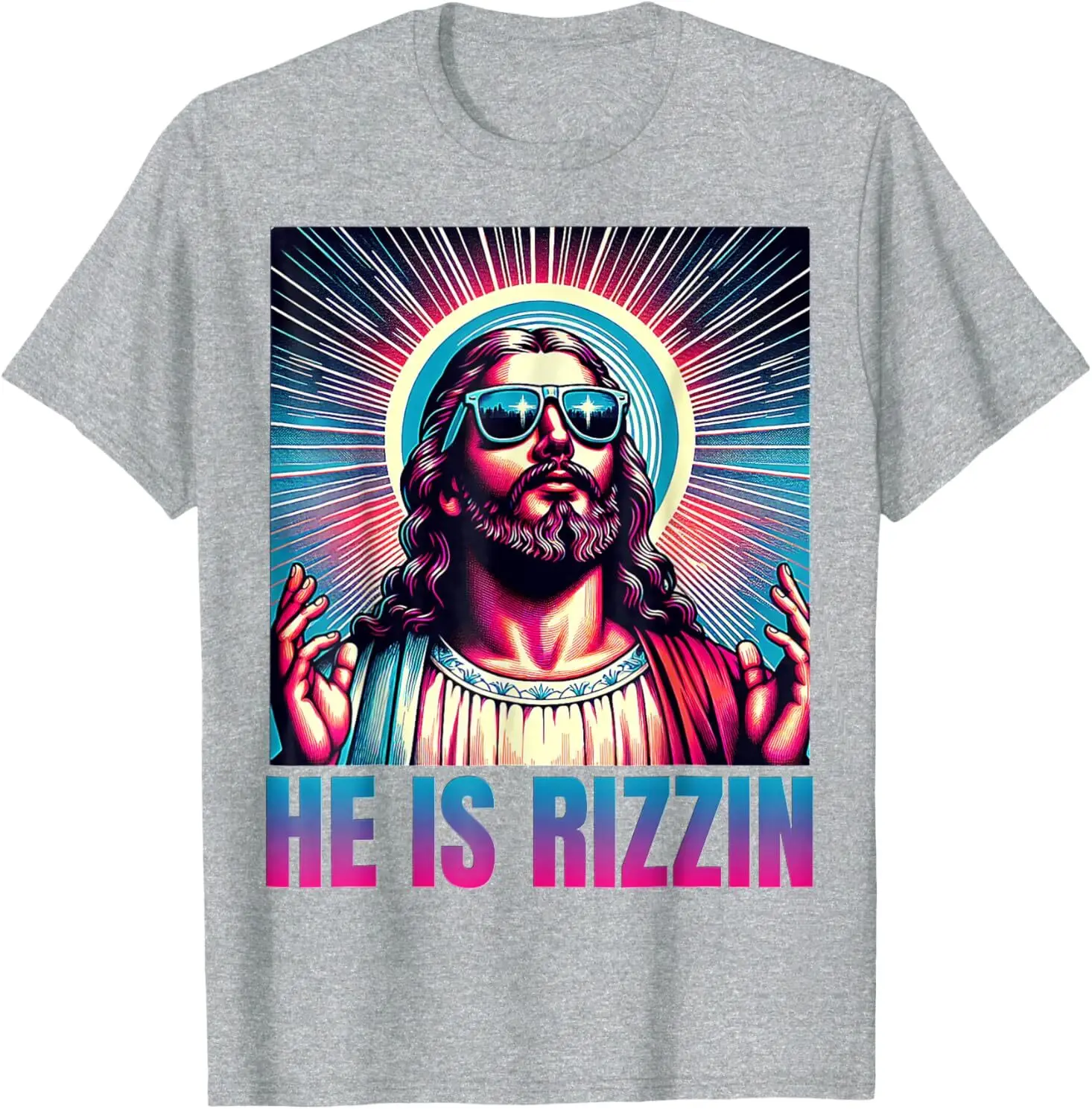 

He Is Rizzin Jesus T-shirt Is An Interesting and Fashionable Retro Street Shirt Suitable for Both Men and Women. It's 100% Shirt