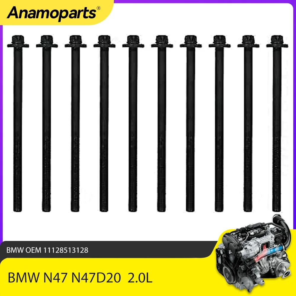 

Комплект болтов с головкой двигателя подходит на 2,0 л для BMW N47 N47D20 N47D20B N47D20C N47D20D 2.0L X1 X3 X5 X4 F10 2006-2016 OEM 11128513128