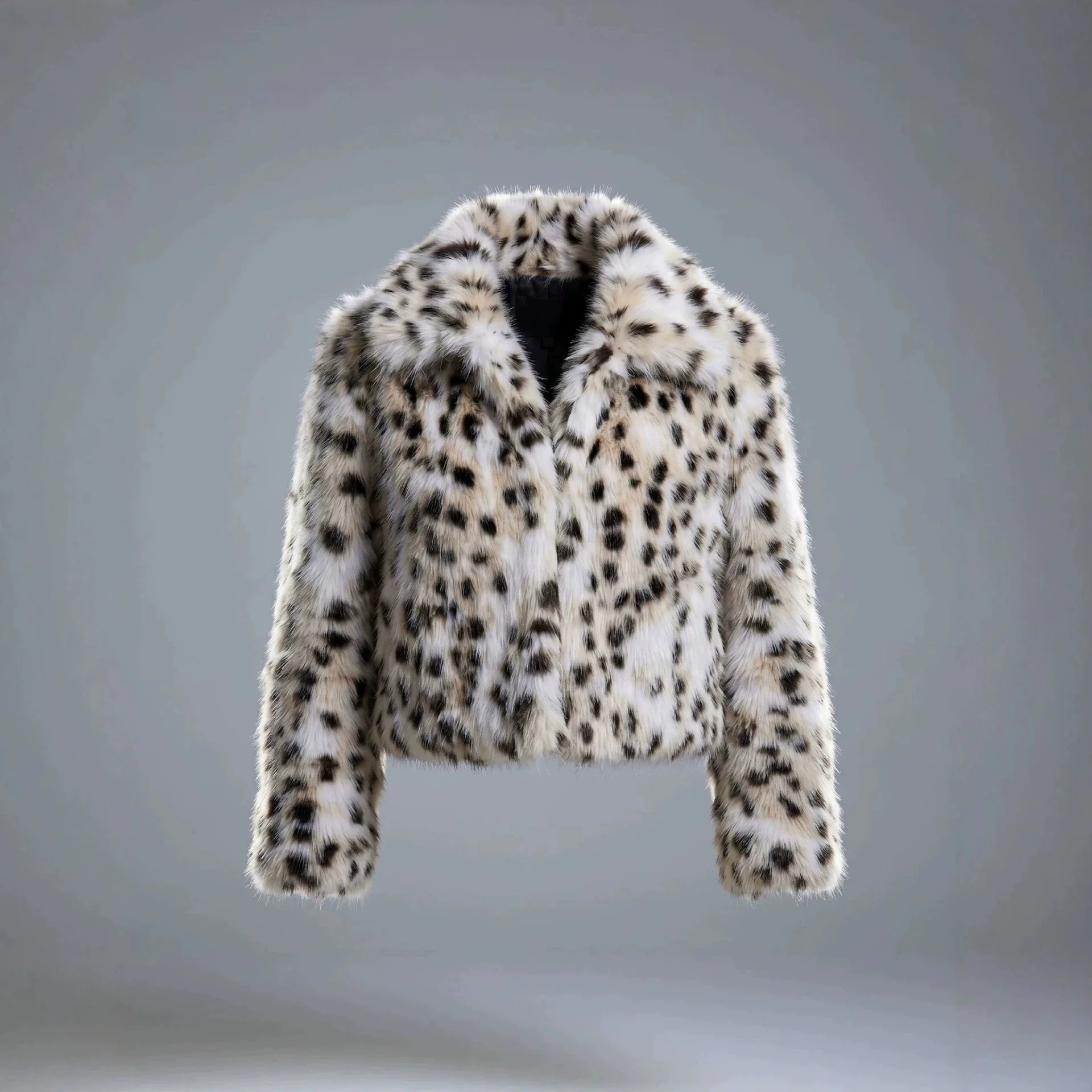 Women Faux Fur Short Coats Jackets Turn Down Collar Leopard Print Coat Thick Warm Y2k Streetwear Jacket Elegant Autumn Winter 4