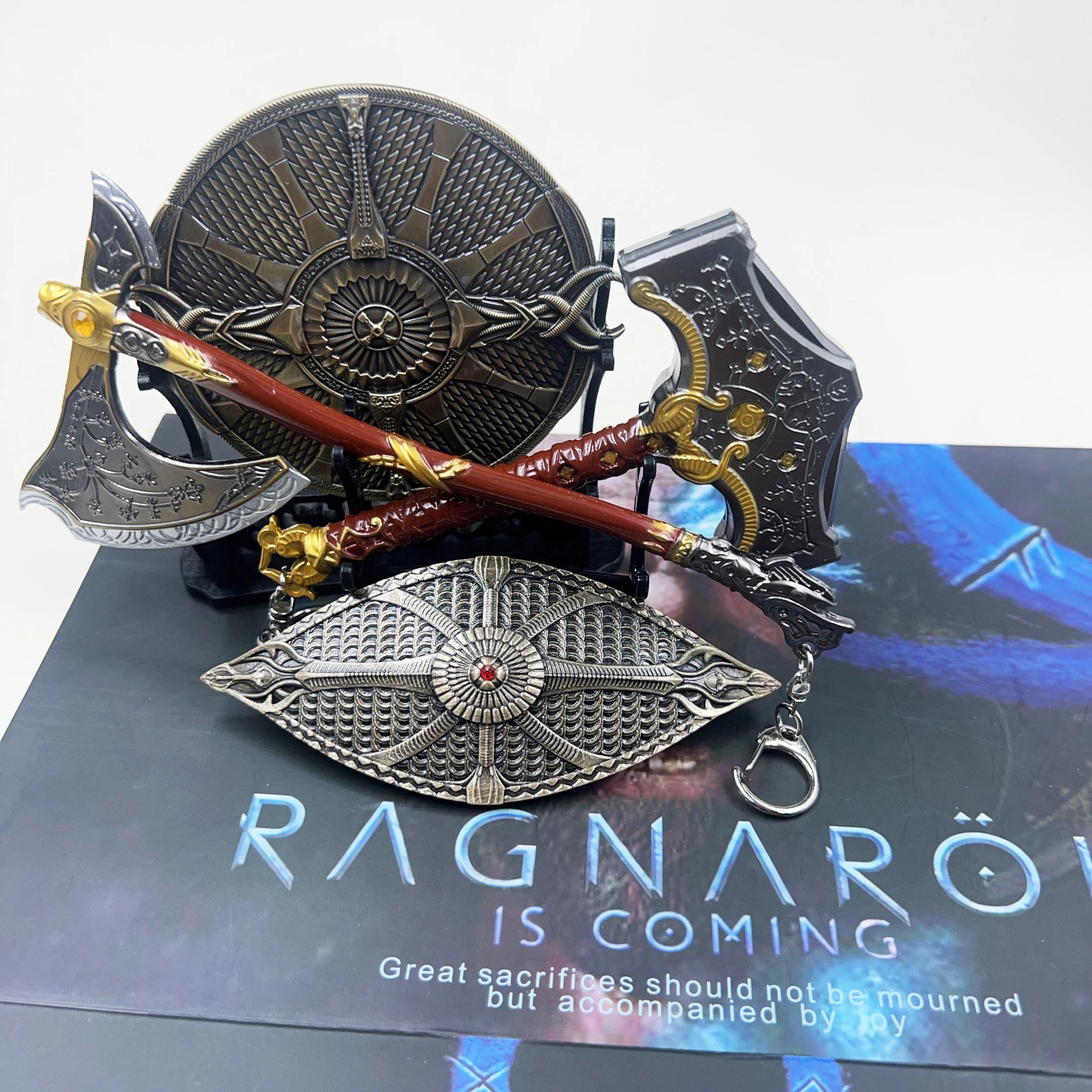 18cm Kratos Chaos Blade with Leviathan Axe Set God Of War Game Peripherals All Metal Sword for Table Ornaments Collection Crafts