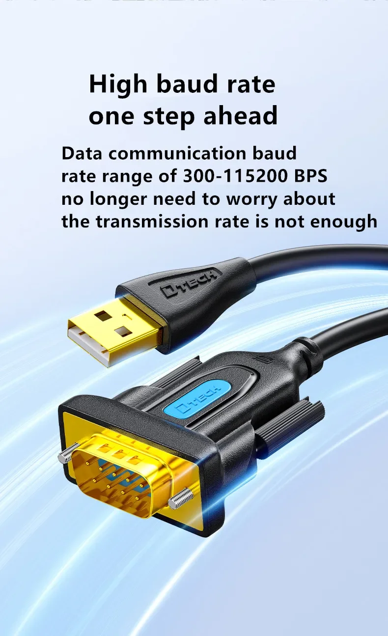 DTECH USB-RS232 DB9 ПВХ-оболочка Видео последовательные кабели Адаптер Кабель принтера 1,5 м