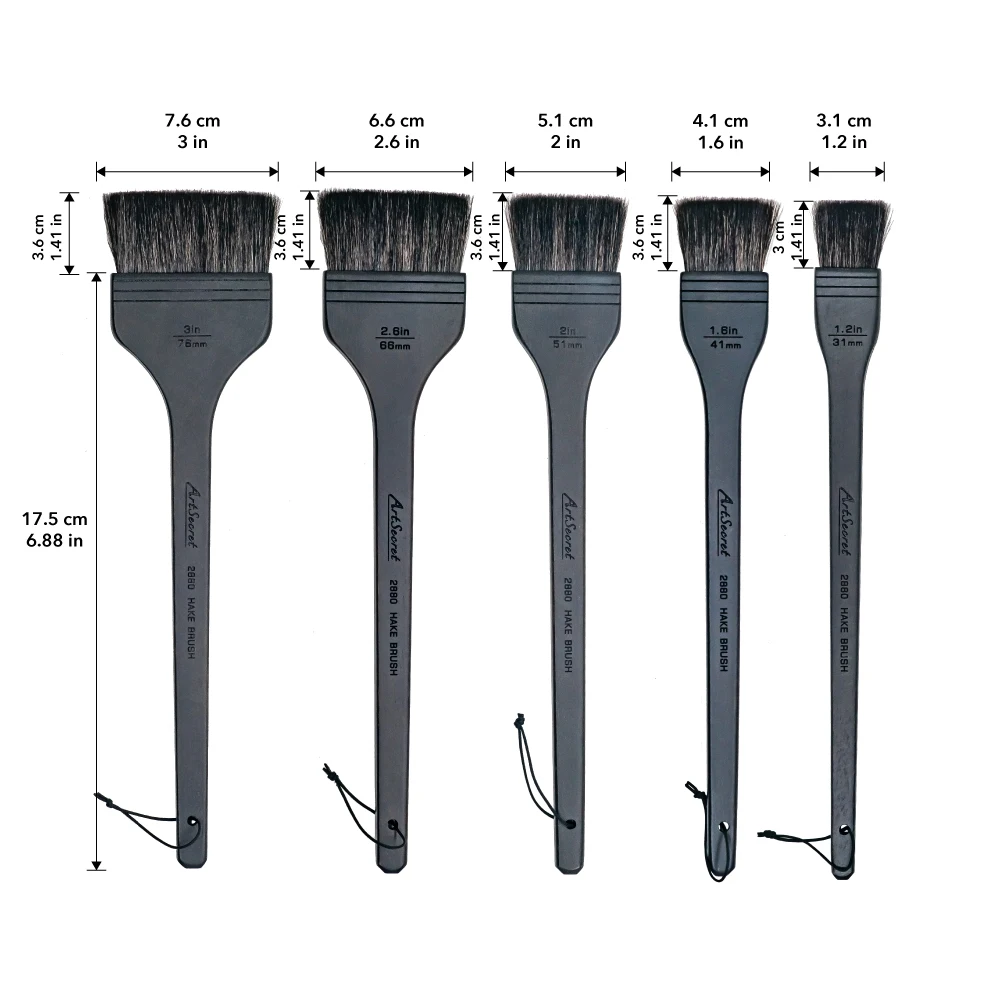 Artsecret Flat Hake Watercolor Brush Soft Goat Hair Bristles Artist Painting Brush for Acrylic Oil Drawing Art Supplies