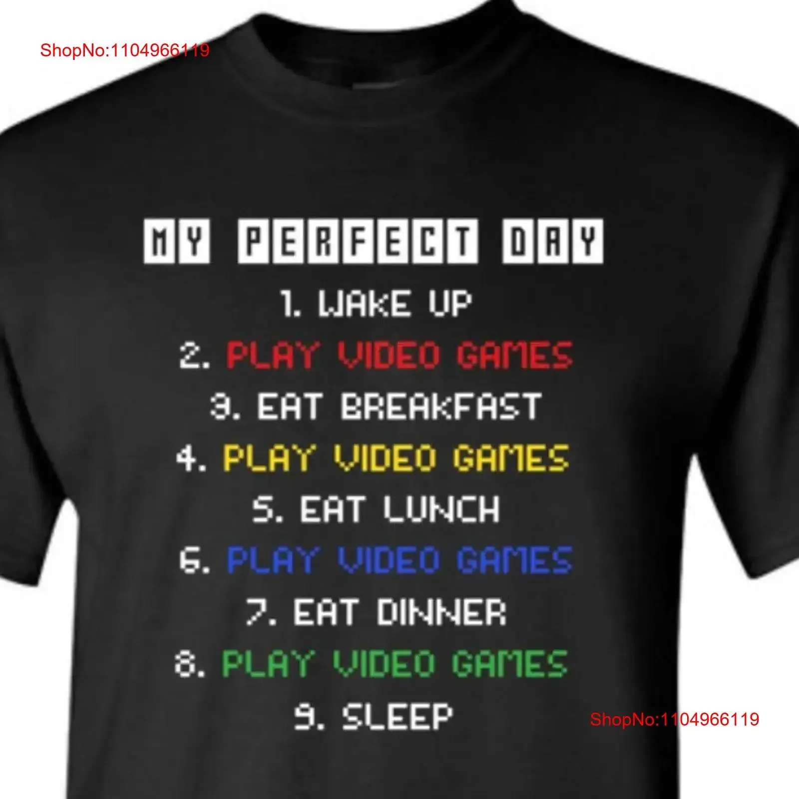 

My Perfect Day Play Video Games T Shirt for Men Shirtns and Kids Funny Gamer Gaming Idea Birthday Christmas Fathers Dad Son