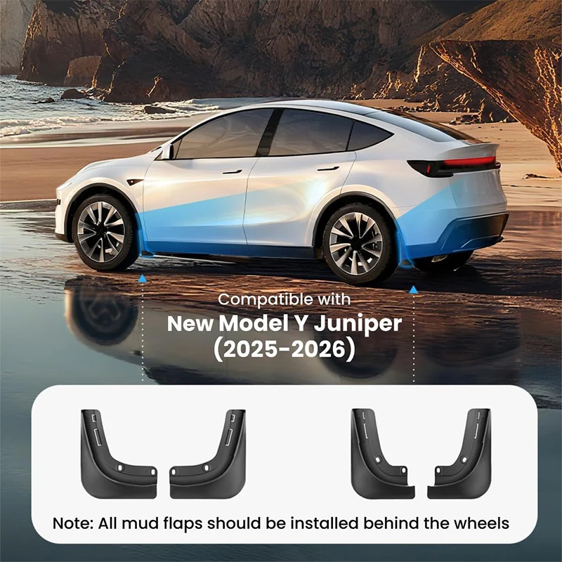 Tesla Model Y Juniper 2025 머드 가드 머드 플랩 Anti-Snow Anti-Sand Splash 전면 후면 머드 플랩 가드 자동차 액세서리 썸네일 2