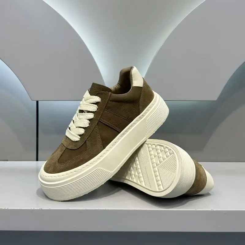 2026 Solid Brown Suede unky Sole Shoes Men Shock Abso Footwear For Gulf Youth Daily Street Wear
