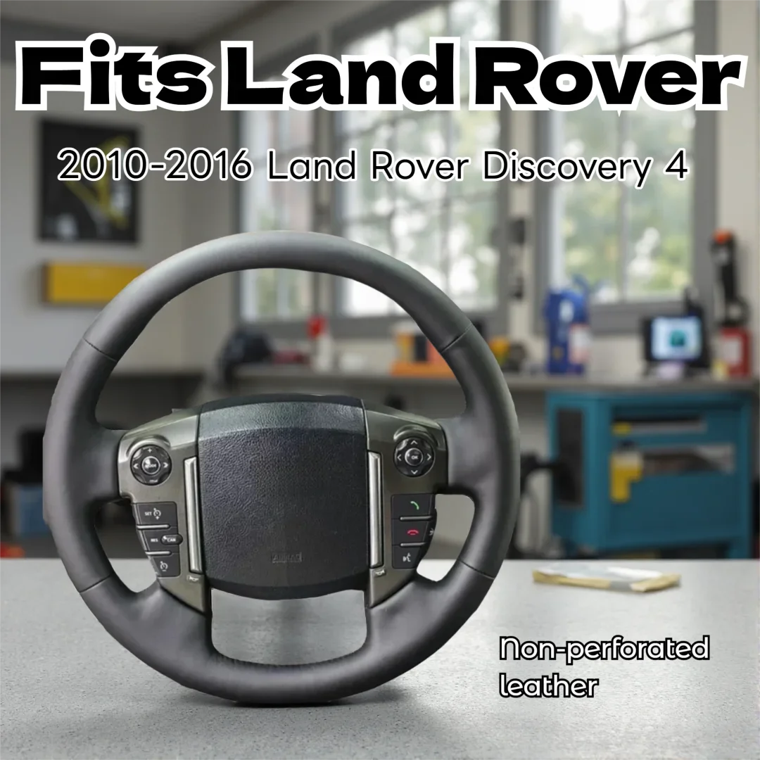 Non-Perforated Leather Hand Sewn Full Coverage Steering Wheel Cover Fits 2010-2016 Land Rover Discovery 4