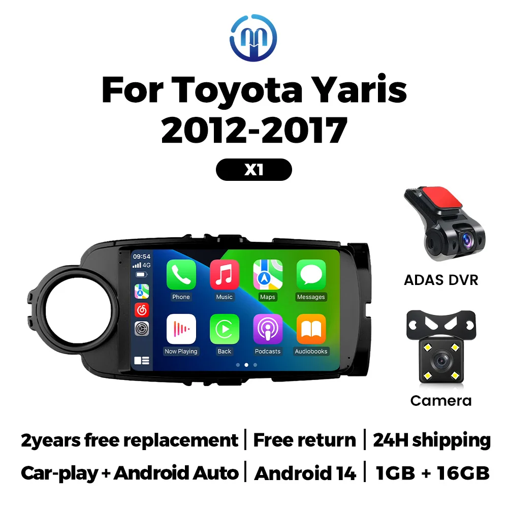 MEKEDE autoradio voor Toyota Yaris 2012 2013 2014 2015 2016 2017 Android 14 Carplay GPS centraal multimediasysteem slimme auto audiosysteem