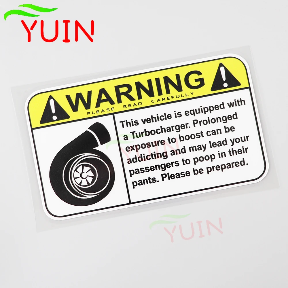Funny Warning Sign Turbo Boost Car Sticker Fashion PVC Body Window Decoration Cars Accessories Waterproof Anti-UV Decal 15*9cm