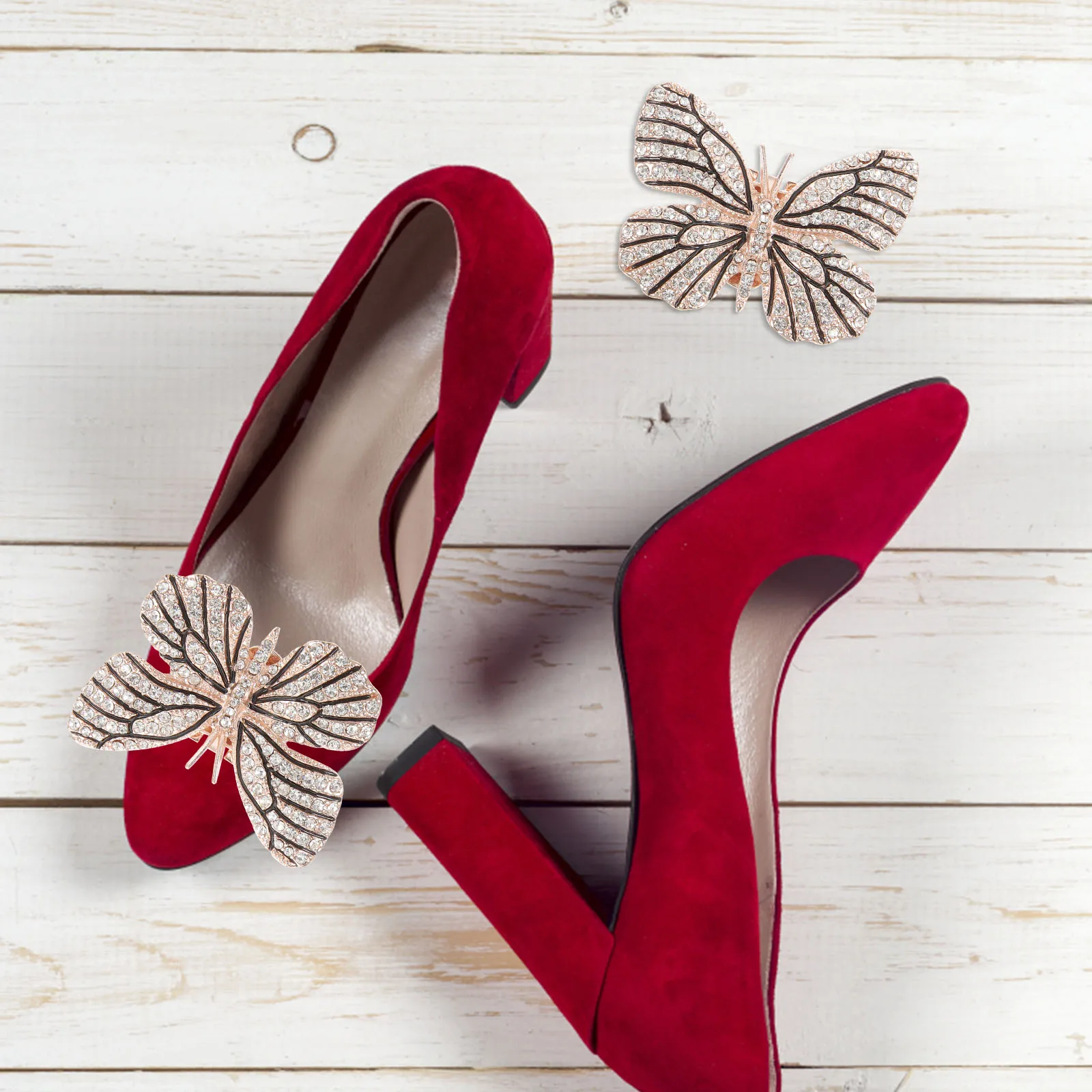 

1 Pair Butterfly Shoe Clips Rhinestone Decorative Buckle For Wedding Bridal Pumps Heel Dress Up Hat Scarf Purse Handbag Party