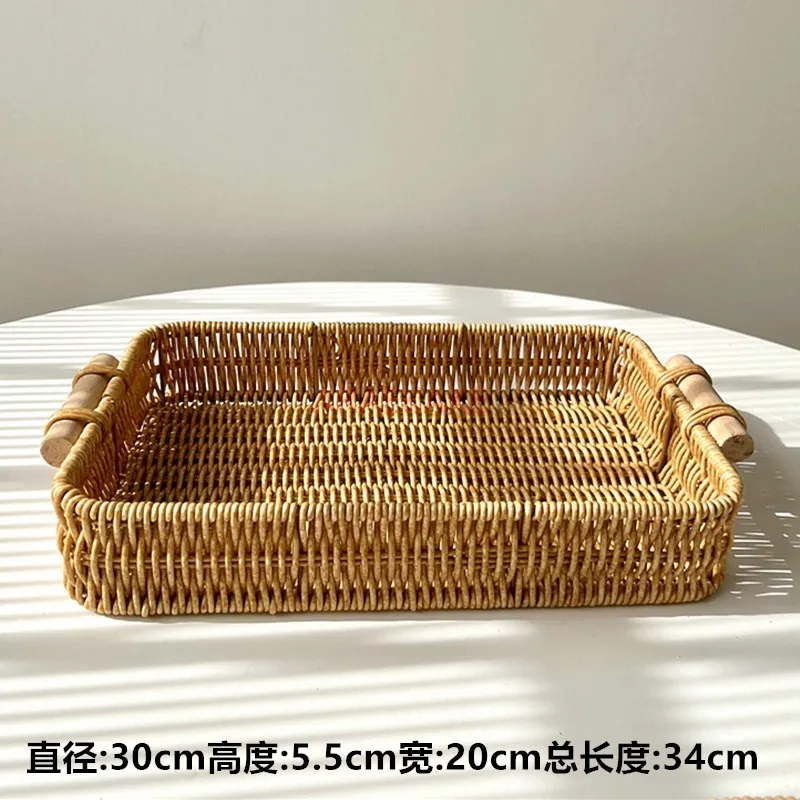 Living room tray, fruit basket, bread plate, snack basket, imitation rattan woven wedding plate