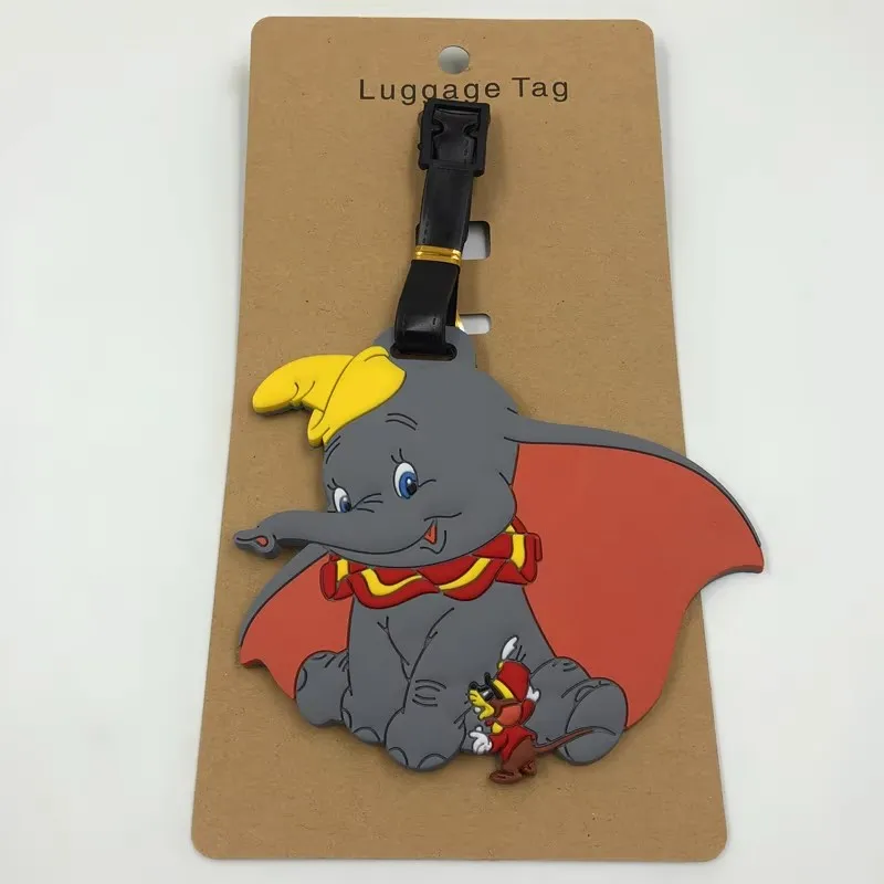 Disney Dumbo Luggage Tag Silica Gel Suitcase ID Address Holder Baggage Boarding Tag Portable Label