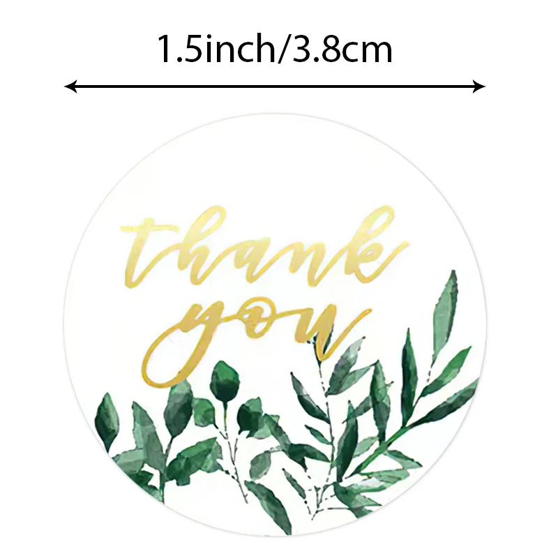 500Pcs/Roll Rose Golden Tropical Plant Thank You Decorative Sticker Perfect for Party Gifts Envelopes&Business Packaging Labels