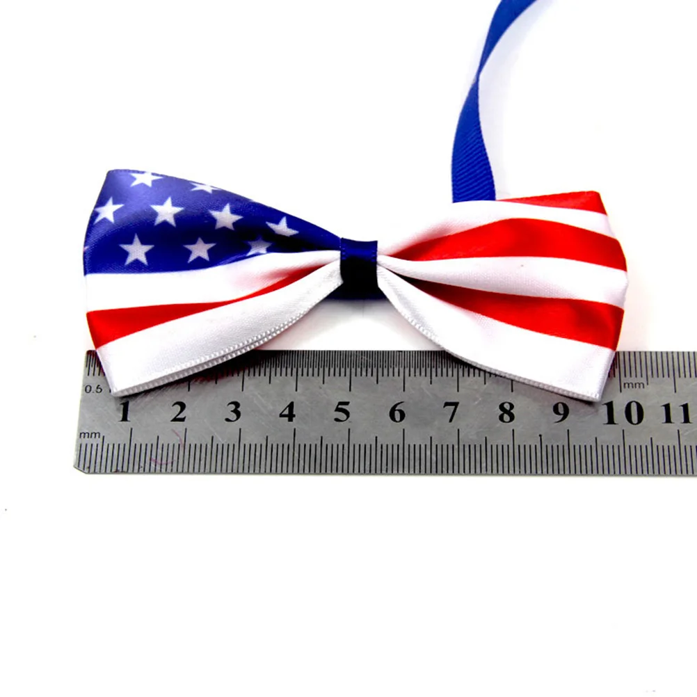 

3Pcs Pet Neck Collar Bow Tie Adjustable Adorable Fashionable Us Flag Party Wedding Accessories Adjustable Pet Collar