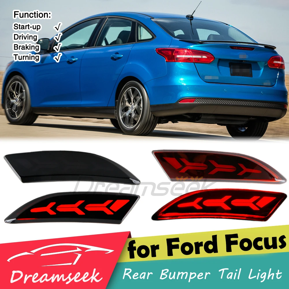 

LED Rear Bumper Tail Light for Ford Focus Sedan 2012-2018, Ford Focus Hatchback 2012-2014 Reflector Brake Lamp with Dynamic Turn